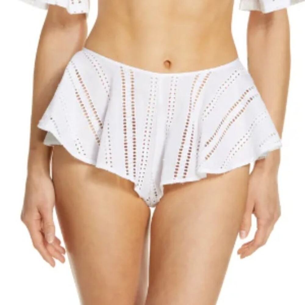 *  New SUZY BLACK ~ Starla Flutter Eyelet Tap Shorts L  100 % Cotton Loungewear